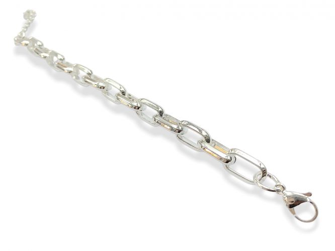 <p>Pulsera de Acero Blanco Eslabones Largos </p>
