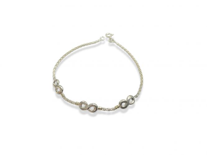 <p>Pulsera Espiga Plata y Oro con Infinitos</p>

