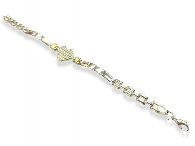 <p>Pulsera de Plata y Oro Centro Corazón</p>
