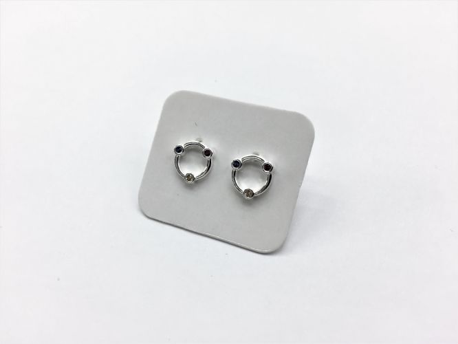 <p>Aros De Plata Circulo Color</p>
