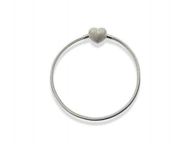 <p>Pulsera de Plata Broche Corazón con Cubic</p>
