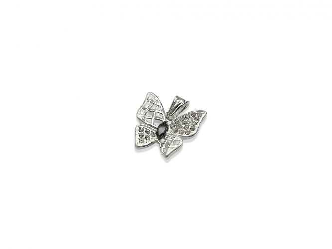 <p>Dije Mariposa de Acero Blanco</p>

<p>con Centro de Cristal</p>
