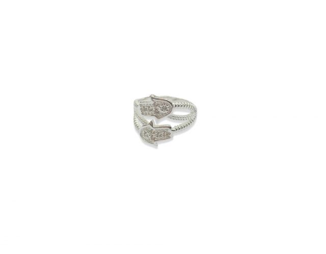<p>Anillo Manitos de Plata con Cubics</p>
