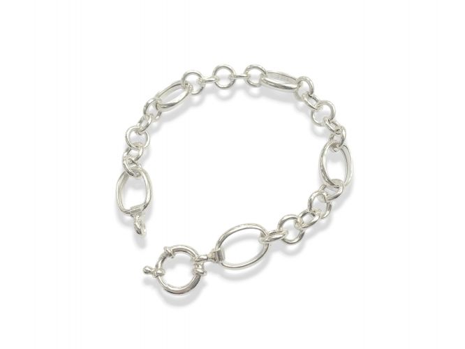 <p>Pulsera de Plata Eslabones Combinados</p>
