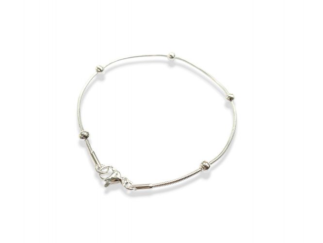 <p>Pulsera de Acero Blanco con Bolitas</p>
