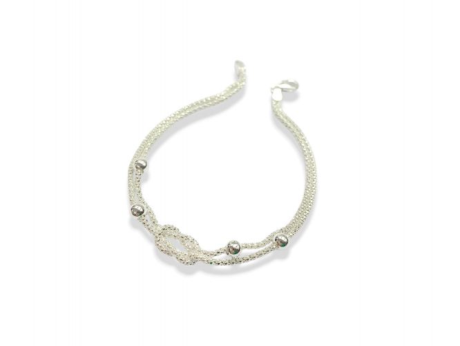<p>Pulsera de Plata con Nudo y Bolitas</p>
