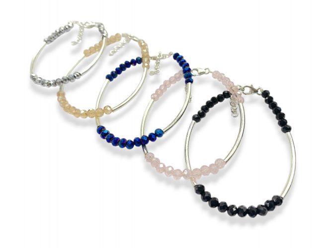 <p>Pulsera de Plata Semirrigida con Cristales</p>
