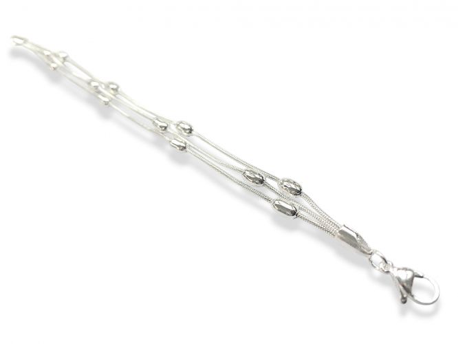<p>Pulsera Triple de Acero Blanco con Semillas</p>
