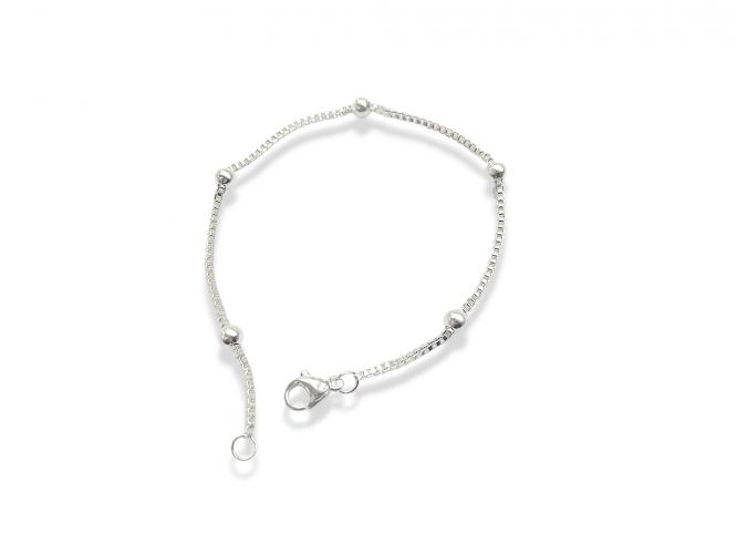 <p>Pulsera Veneciana de Acero Blanco con Bolitas</p>
