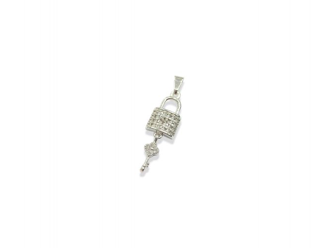 <p>Dije de Acero Blanco Candado con Cubic Chico</p>
