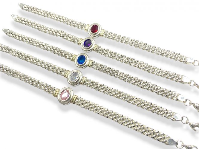 <p>Pulsera de Plata y Oro Payasón</p>

<p>Mediana Centro Cubic</p>
