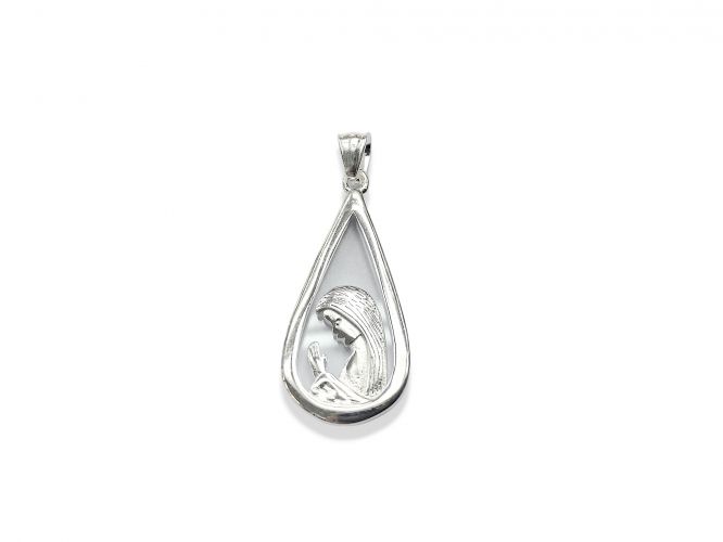 <p>Dije de Acero Blanco Gota</p>

<p>Virgen Niña Fondo Transparente</p>
