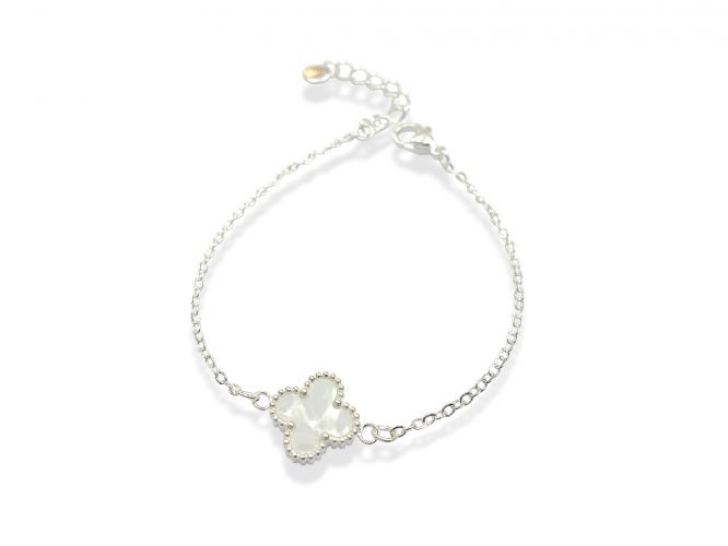 <p>Pulsera de Acero Blanco con Centro Nacarado </p>
