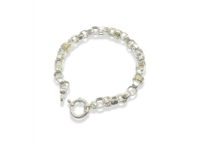<p>Pulsera de Plata y Oro tipo Roló Cuadrada</p>
