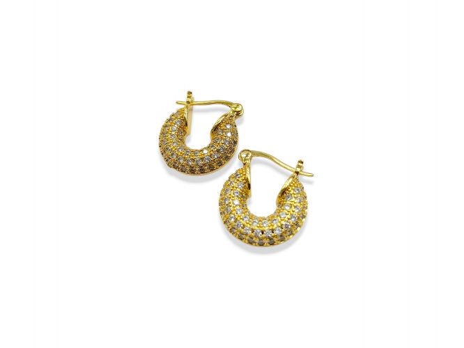 <p>Argolla de Acero Dorado Bombé con Cubic </p>
