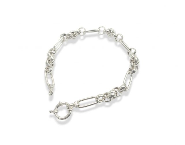 <p>Pulsera de Plata Eslabones Combinados</p>
