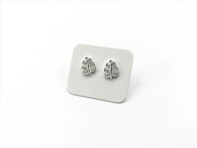 <p>Aros De Plata Hoja Con Cubics</p>
