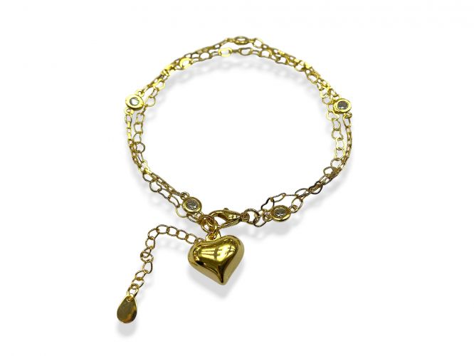 <p>Pulsera Doble de Goldfiled</p>

<p>con Cubics y Corazones </p>
