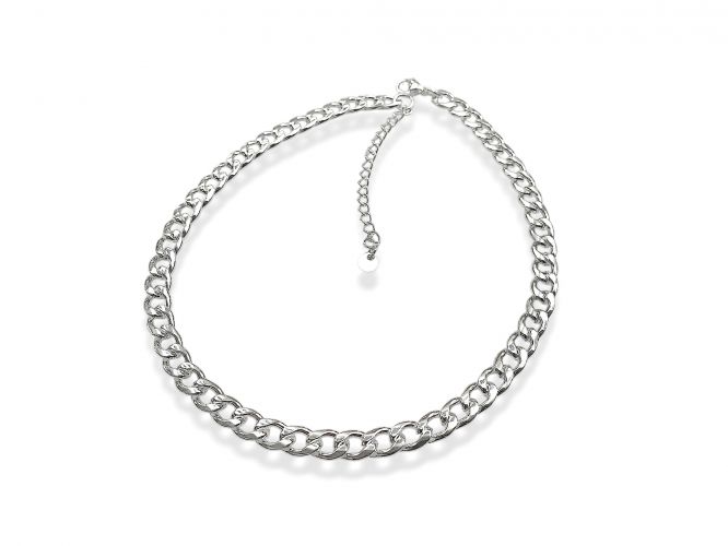 <p>Collar Chato de Acero Blanco con</p>

<p>Eslabones Extensible Hasta 45cm</p>

<div> </div>

<div class="d-flex justify-content-center" style="box-sizing: border-box; color: rgb(111, 111, 111); font-family: Poppins, sans-serif; font-size: 16px; text-align: center; display: flex !im