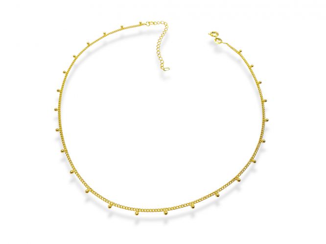 <p>Cadena Corta Tipo Chocker de</p>

<p>Goldfilled con Bolitas Colgando</p>

