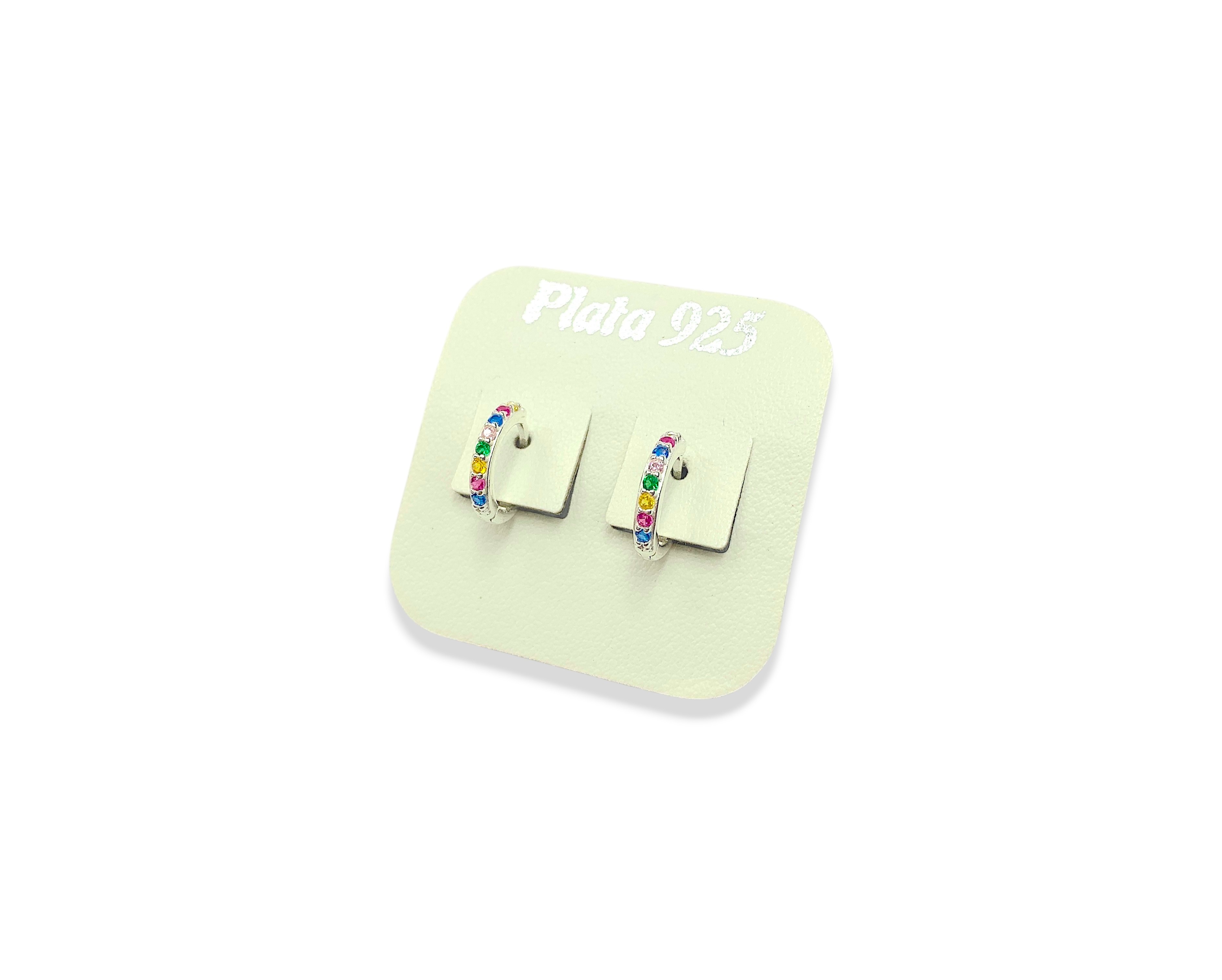<p>Argolla Chica de Plata Multicolor Fina</p>
