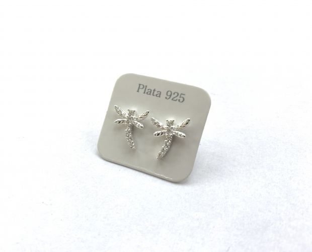 <p>Aros de Plata Libelula Cubic Blanco</p>
