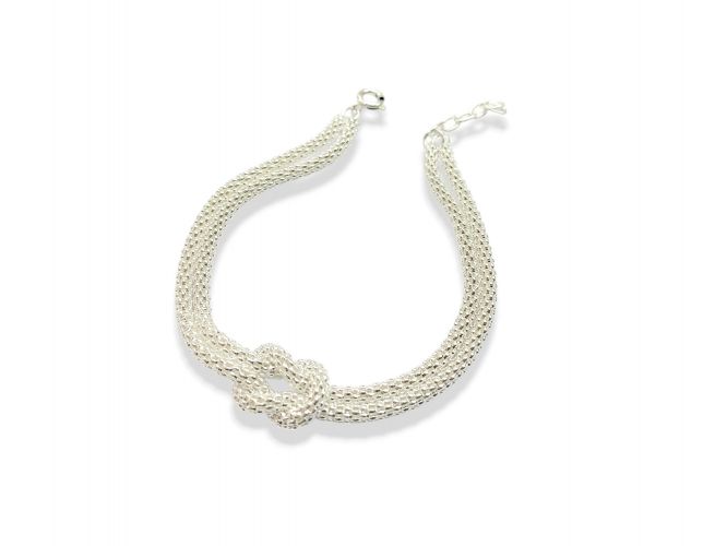 <p>Pulsera de Plata Doble Cordón con Nudo Gruesita</p>
