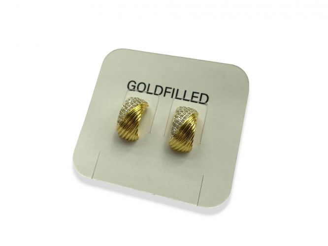 <p>Media Argolla Rayada de Goldfilled con Cubic</p>
