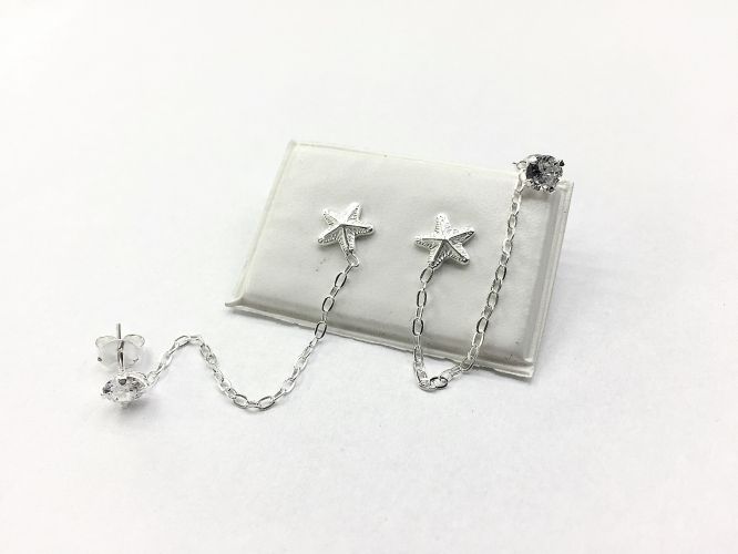 <p>Aros De Plata Estrella</p>

<p>De Mar Doble Agujerito</p>
