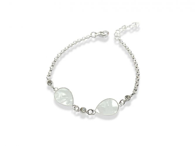 <p>Pulsera de Acero Blanco</p>

<p>con Centro Nacarado</p>
