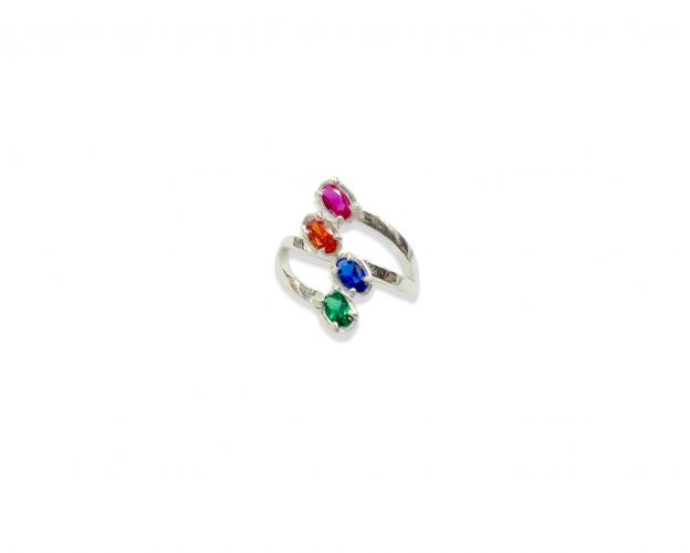 <p>Anillo de Plata con Cubics Multicolor</p>

