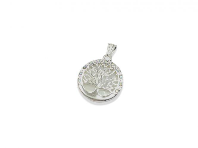 <p>Dije de Acero Blanco Arbol</p>

<p>Mediano Fondo Nacarado</p>
