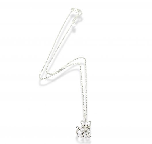 <p>Cadena con Dije Gato Calado de Plata</p>
