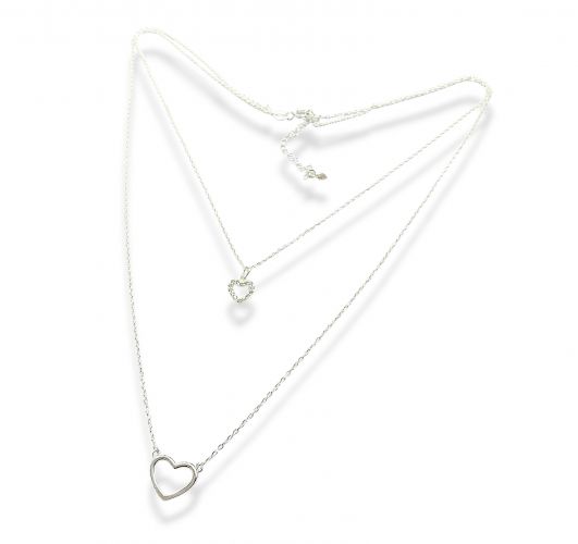 <p>Cadena Doble con</p>

<p>Corazones de Plata</p>
