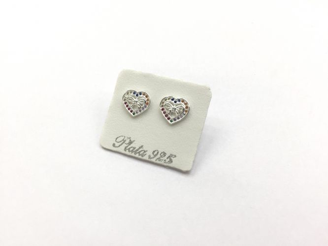 <p>Aros de Plata Corazón</p>

<p>Multicolor con Moño</p>
