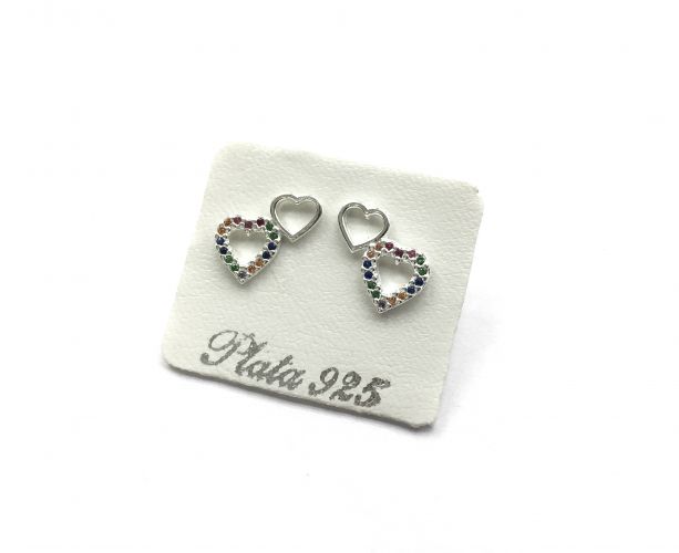 <p>Aros De Plata Doble</p>

<p>Corazón Multicolor</p>
