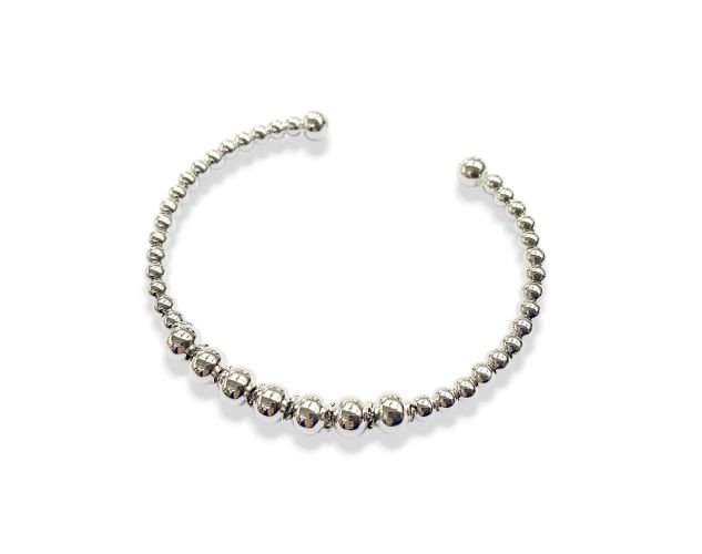 <p>Pulsera de Acero Blanco Media Esclava con Bolitas</p>
