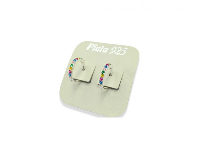 <p>Argolla Mediana de Plata Multicolor Fina</p>
