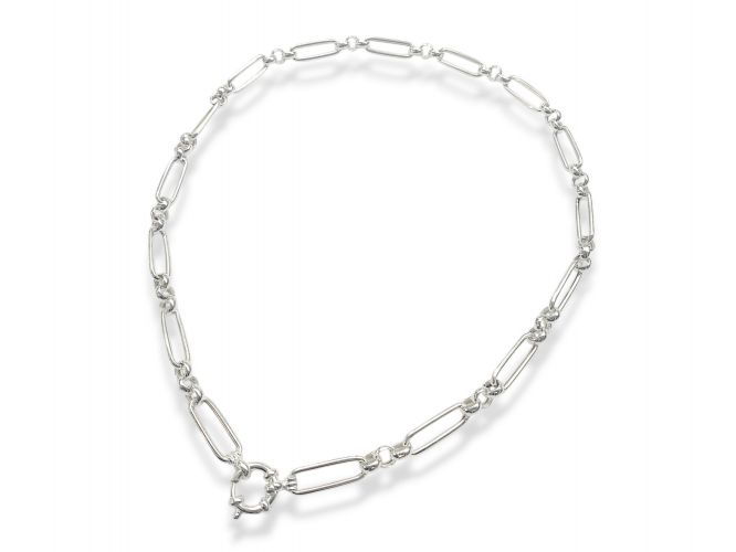 <p>Cadena de Plata con Eslabones Combinados</p>
