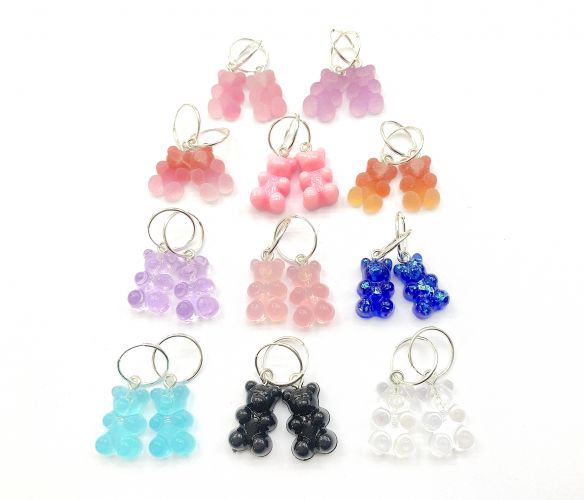 <p>Argollas de Plata con Ositos Colores </p>
