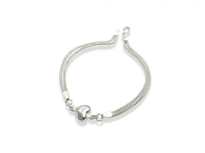 <p>Pulsera Doble con Corazón de Plata</p>
