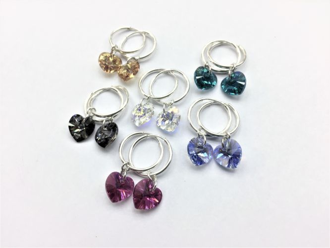 <p>Aros De Plata Argolla Con Cristal Corazon</p>
