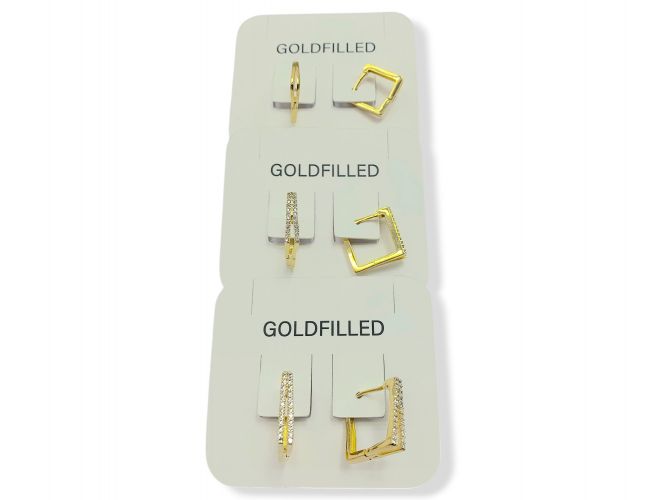 <p>Trio de Argollas de Goldfilled</p>

<p>Cuadradas con Cubic</p>
