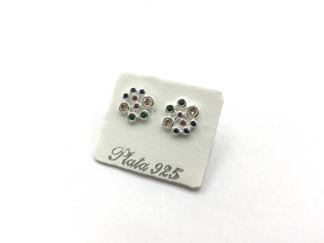 <p>Aros De Plata Multicolor Cubics</p>
