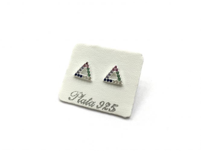 <p>Aros de Plata Triangulo Multicolor</p>
