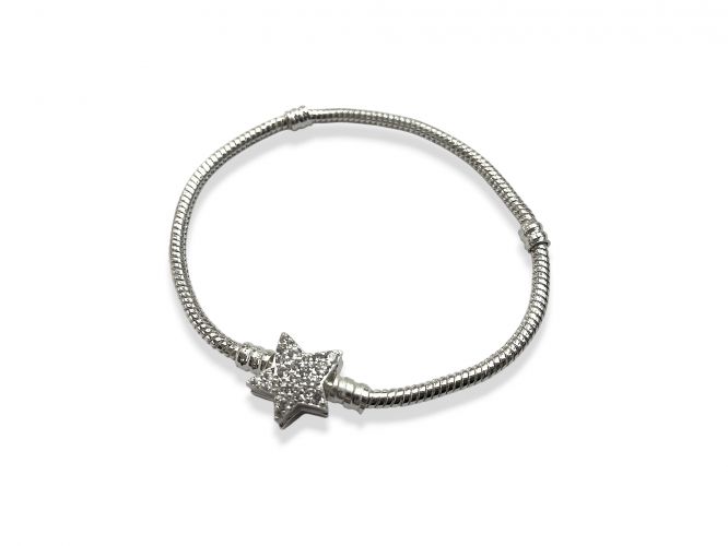 <p>Pulsera de Acero Blanco con Cierre de Estrella</p>
