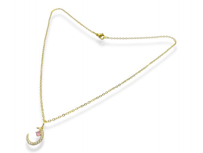 <p>Cadena de Goldfilled con Dije Medialuna con Cubic Rosa</p>
