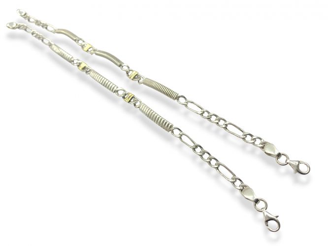 <p>Pulsera 3x1 de Plata y oro</p>

<p>con Tramos Rayados Unisex</p>
