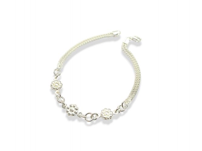 <p>Pulsera de Plata Doble con Florcitas</p>
